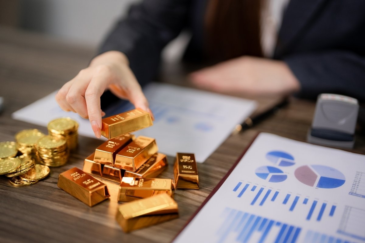 small gold bars on a table